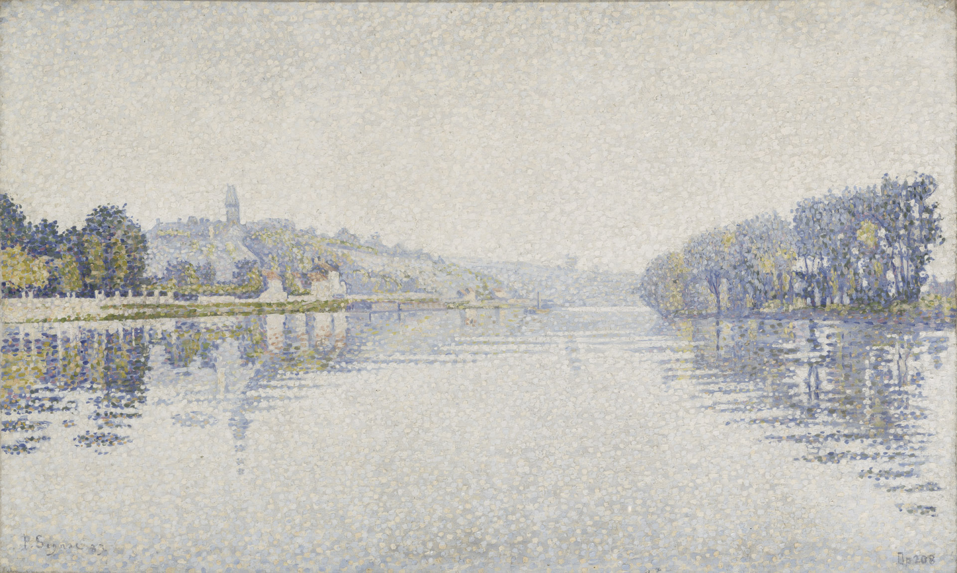 150 ans de l'Impressionnisme dans les Hauts-de-France, 2024, Paul Signac, Herblay - Brouillard Opus 208, 1889, huile sur toile, H. 33,2 ; L. 55,1 cm, Musée d'Orsay, achat grâce au soutien de Mme Ginette Signac et d'un amateur anonyme, 1958, (c) photo Musée d'Orsay, dist. RMN-Grand Palais / Patrice Schmidt, N° Inventaire / N° Objet : RF 1958, Boombartstic Art Magazine