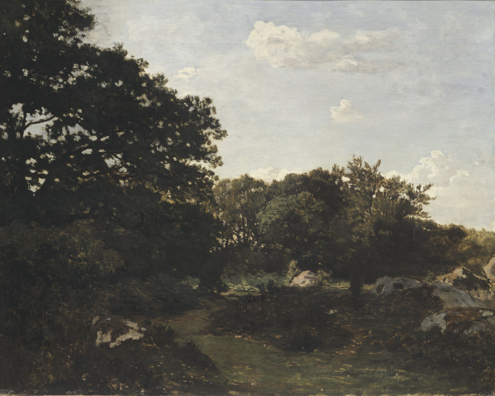 150 ans de l'Impressionnisme dans les Hauts-de-France, 2024, Frédéric Bazille, Forêt de Fontainebleau, 1865, huile sur toile, H. 60,0 ; L. 73,2 cm, Musée d'Orsay, don Mme Fantin-Latour, 1905, (c) photo Musée d’Orsay, Dist. RMN-Grand Palais / Patrice Schmidt, N° Inventaire / N° Objet : RF 2721, Boombartstic Art Magazine