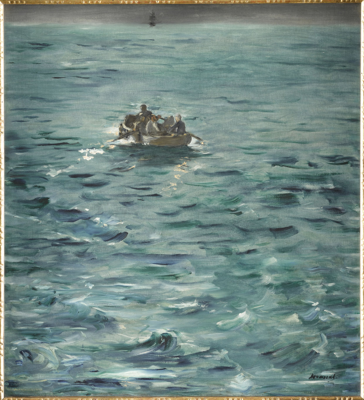 Edouard Manet, L'Evasion de Rochefort, huile sur toile, vers 1881, collection Musée d'Orsay, Paris, inv. RF 1984 158, exposition Exils , musée du Louvre-Lens, 2024, (c) Grand Palais RMN - Musée d'Orsay, (c) photo Franck Raux, Boombartstic Art Magazine