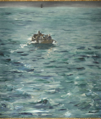 Edouard Manet, L'Evasion de Rochefort, huile sur toile, vers 1881, collection Musée d'Orsay, Paris, inv. RF 1984 158, exposition Exils , musée du Louvre-Lens, 2024, (c) Grand Palais RMN - Musée d'Orsay, (c) photo Franck Raux, Boombartstic Art Magazine