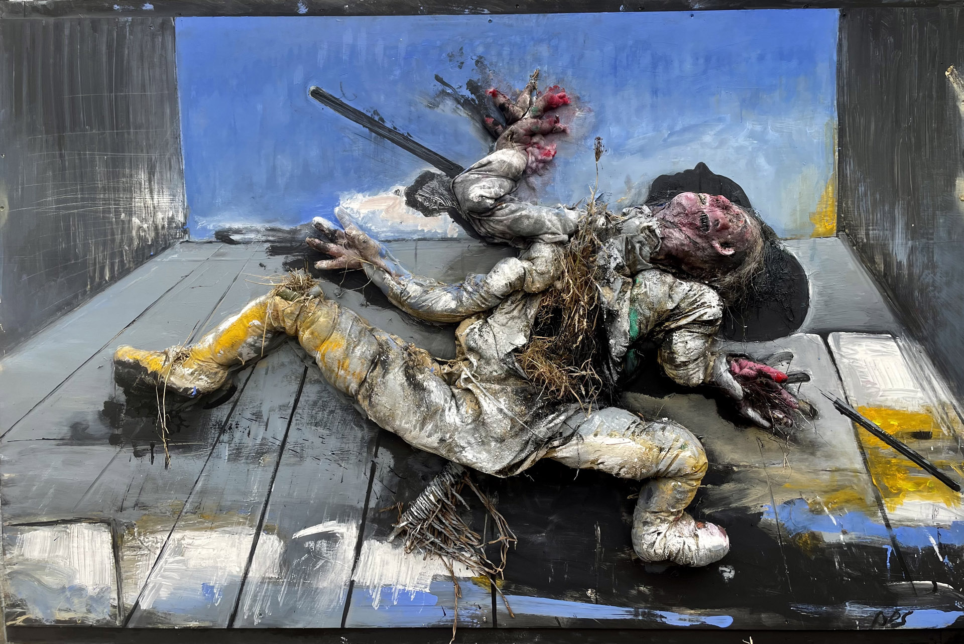 Olivier de Sagazan, vue de l'exposition De la Sainte-Face à la Tête-Viande, Centre Culturel de Namur, 2025, (c) Olivier de Sagazan, (c) photo courtesy Centre Culturel de Namur, Boombartstic Art Magazine