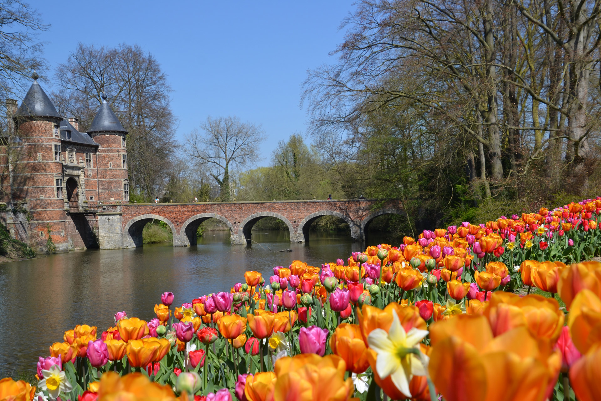 Vestalia 2025, vue du Château de Grand-Bigard, et son pont pendant le Festival Floralia, (c) photo Kasteel van Groot-Bijgaarden -Visit Dilbeek, Boombartstic Art Magazine