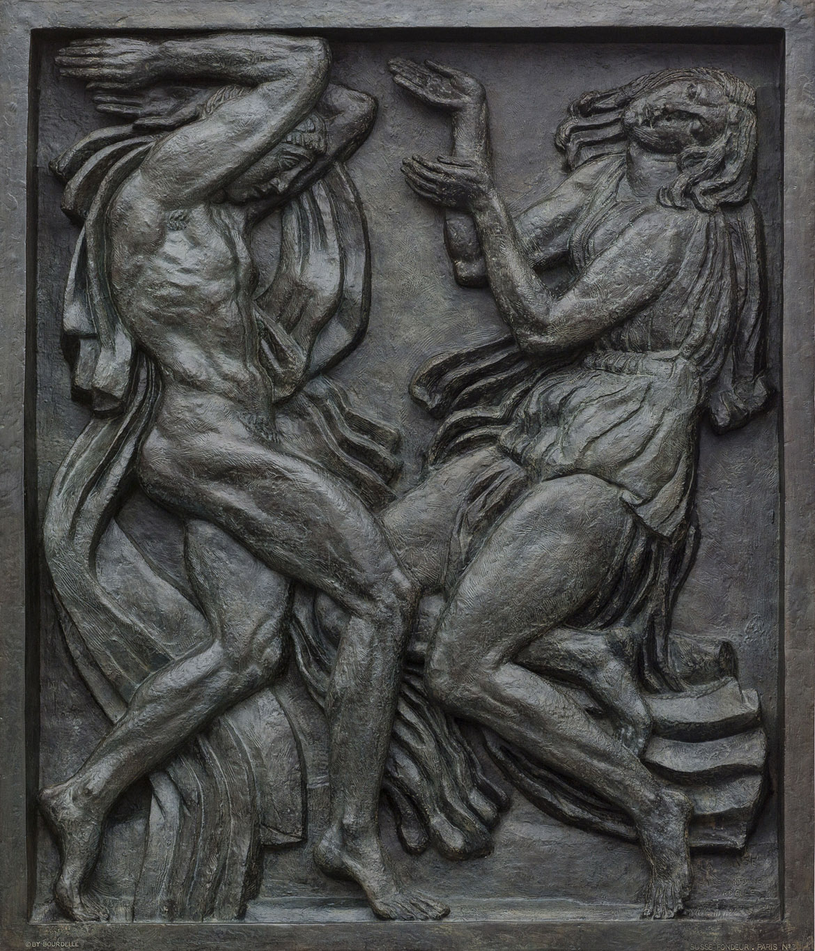 Antoine Bourdelle (1861-1929), La Danse, Isadora et Nijinski, bas-relief pour le Théâtre des Champs-Elysées, 1912, bronze 176 x 150 x 27 cm, Paris, musée Bourdelle, exposition Rodin / Bourdelle Corps à Corps, musée La Piscine, Roubaix, 2025, (c) Paris Musées - Musée Bourdelle, Boombartstic Art Magazine