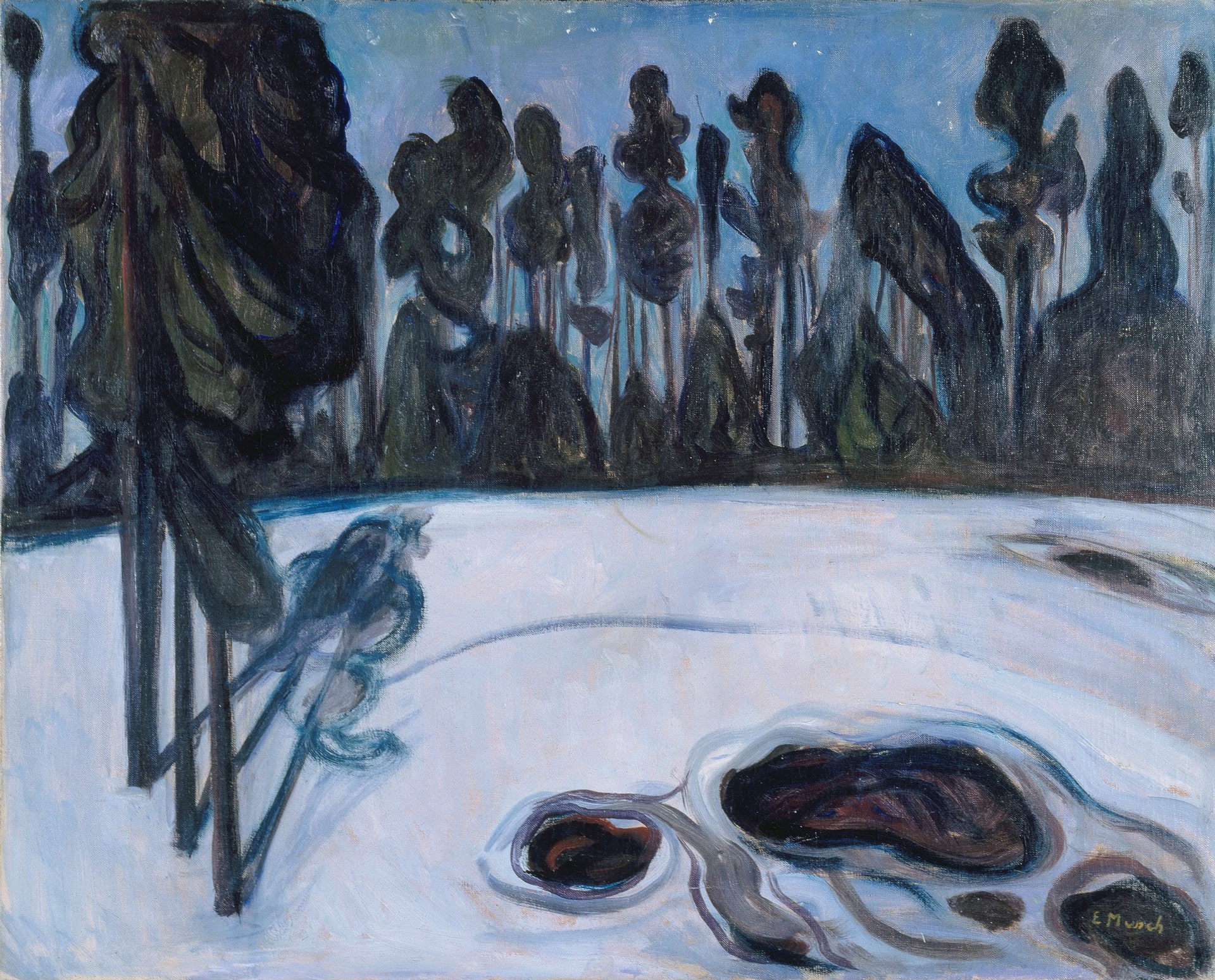 Edvard Munch (1863-1944), Nuit étoilée, 1901, huile sur toile, collection Musée Folkwang, Essen, exposition Edvard Munch, Angst, Kunstsammlungen Chemnitz, Allemagne, Chemnitz 2025, Capitale européenne de la Culture, (c) photo Musée Folkwang, Essen – ARTOTHEK, Boombartstic Art Magazine