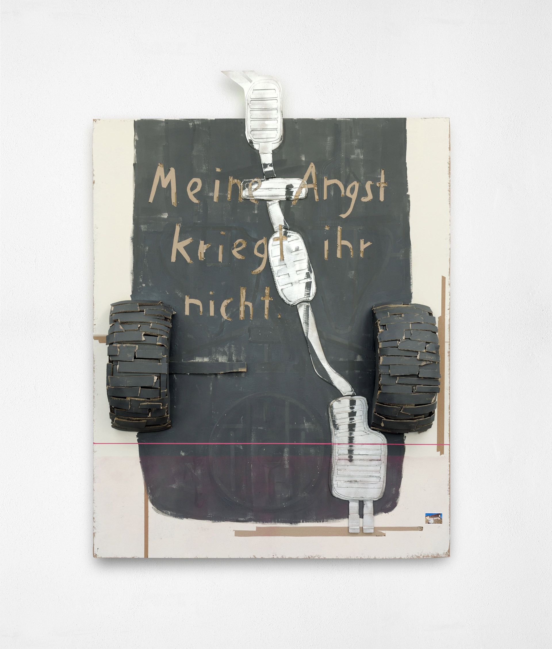 Birgit Brenner (*1964), Ma peur, 2012, carton blindé, vernis acrylique, peinture acrylique, huile, peinture, dialogue exposition Edvard Munch, Angst, Kunstsammlungen Chemnitz, Allemagne, Chemnitz 2025, Capitale européenne de la Culture, (c) courtesy Galerie EIGEN + ART Leipzig - Berlin, (c) photo : Uwe Walter, Berlin, Boombartstic Art Magazine
