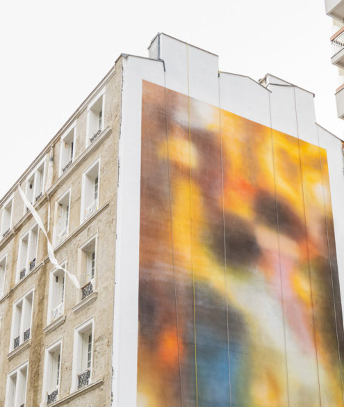 Léa Belooussovitch, fresque commémorative des attentats 'Paris, France, vendredi, 13 novembre 2015', work in progress, (c) Ville de Paris, (c) photo Guillaume Bontemps, Boombartstic Art Magazine