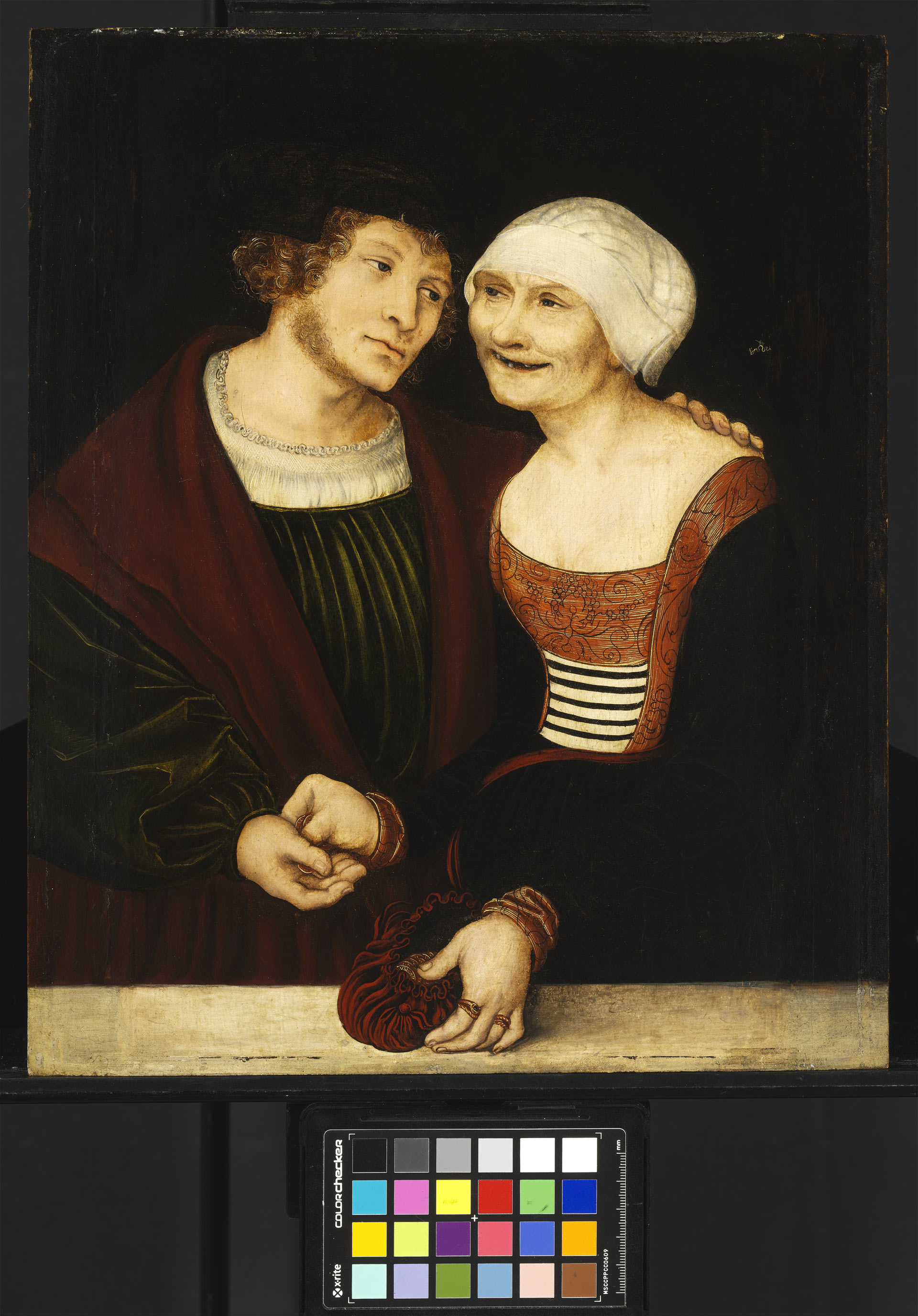 Lucas Cranach l’Ancien, Le couple inégal - Jeune homme et vieille femme, ca. 1520 - 1522, Budapest, Szépművészeti Múzeum Inv. 137, exposition Bellezza e Bruttezza, BOZAR, Bruxelles, 2026, (c) Szépművészeti Múzeum -Museum of Fine Arts, Budapest, 2026, Boombartstic Art Magazine