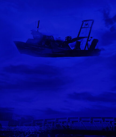 Louisa Marajo, vue de l'exposition La Solidarité des Destins, chalutier volant, - restitution de résidence au Grau du Roi, CRAC Occitanie, Sète, France, 2026, (c) courtesy Louisa Marajo, (c) photo Eric Mabille, Boombartstic Art Magazine