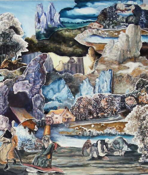 Emilie Terlinden, Beyond Horizons III, huile sur toile marouflée sur bois, 15 × 20,5 cm, 2025, Collection privée, exposition Timelapse, Le Botanique, Bruxelles, (c) Emilie Terlinden, (c) photo courtesy Le Botanique, agenda avril 2026, Paysages & Jardins, Boombartstic Art Magazine