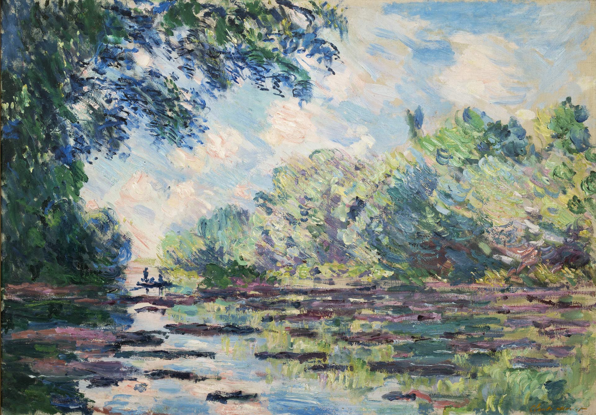 Claude Monet (1840-1926), Bras de Seine à Giverny, 1885, huile sur toile, 66 × 93 cm, Paris, musée Marmottan Monet, legs Michel Monet, 1966, inv. 5175, exposition Avant les Nymphéas, Musée des Impressionnismes, Giverny, France, (c) musée Marmottan Monet / Studio Christian Baraja SLB, agenda avril 2026, Paysages & Jardins, Boombartstic Art Magazine