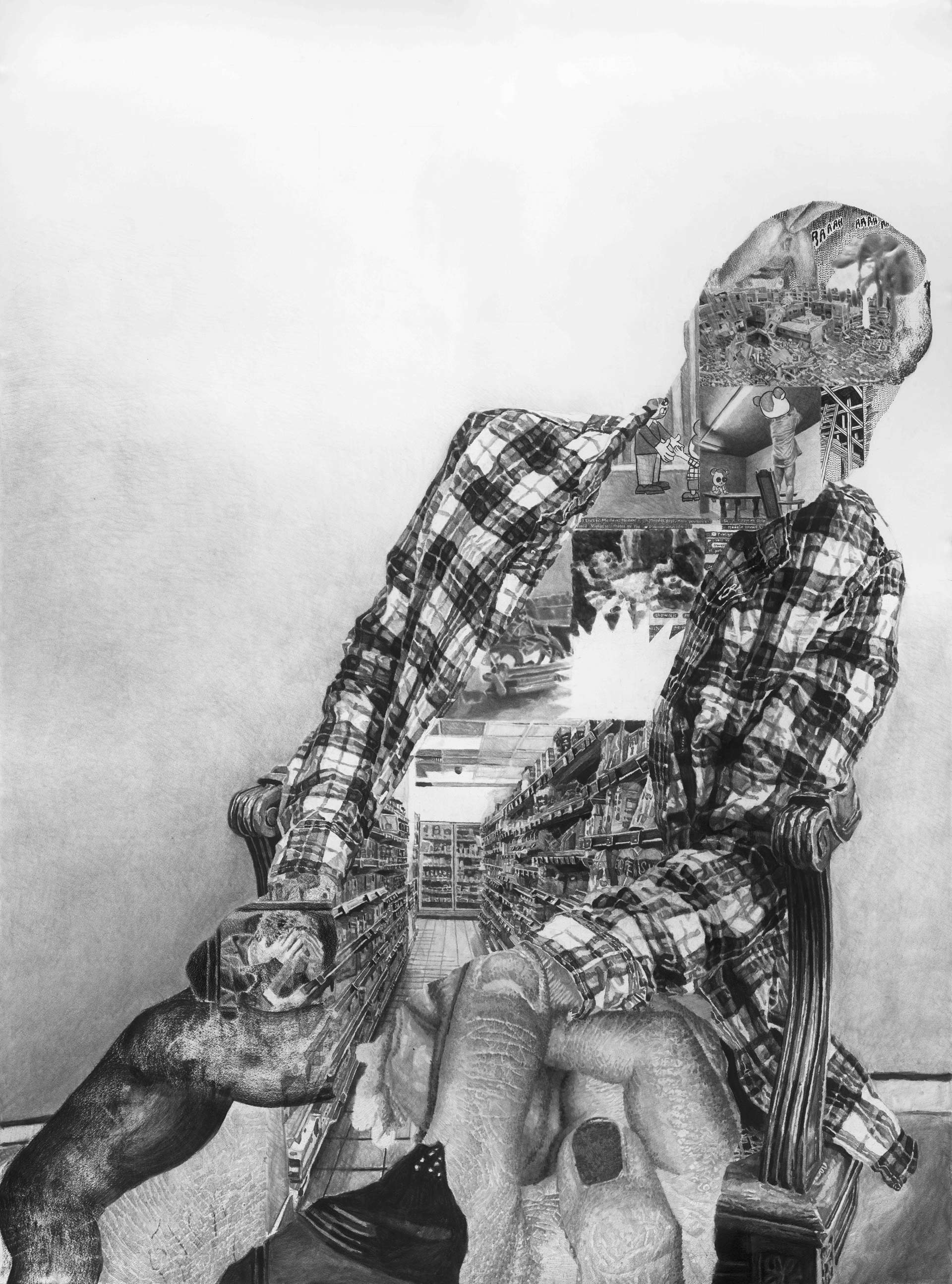 Jérôme Zonder, Étude pour un portrait de Pierre-François #114, 2026, Graphite et fusain sur papier, 200 x 150 cm, exposition Portraits du Paradis, Galerie Nathalie Obadia, Paris, (c) Jérôme Zonder, Adagp, Paris, 2026, Courtesy de l’artiste et de la Galerie Nathalie Obadia Paris/Bruxelles, Agenda Boombartstic mai - Fais-toi belle | Fais-toi beau, Boombartstic Art Magazine
