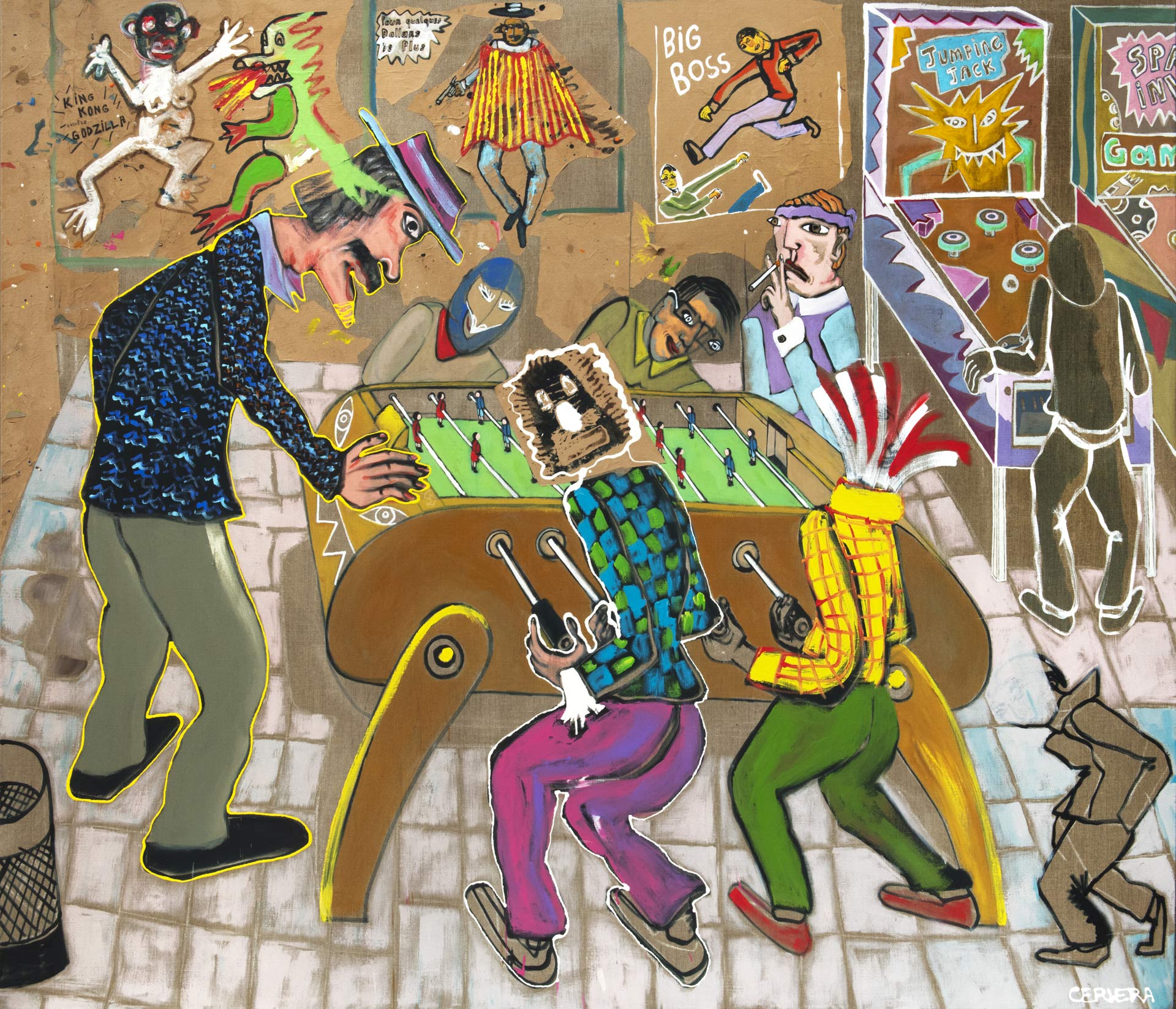 André Cervera, Ceci n’est pas un mardi, 2024, acrylique et technique mixte sur toile de lin, 180 x 210 cm, exposition Carambolages, Musée Paul Valéry, Sète, France, 2026, (c) ADAGP, Paris, 2026, (c) photo Pierre Schwartz, Boombartstic Art Magazine