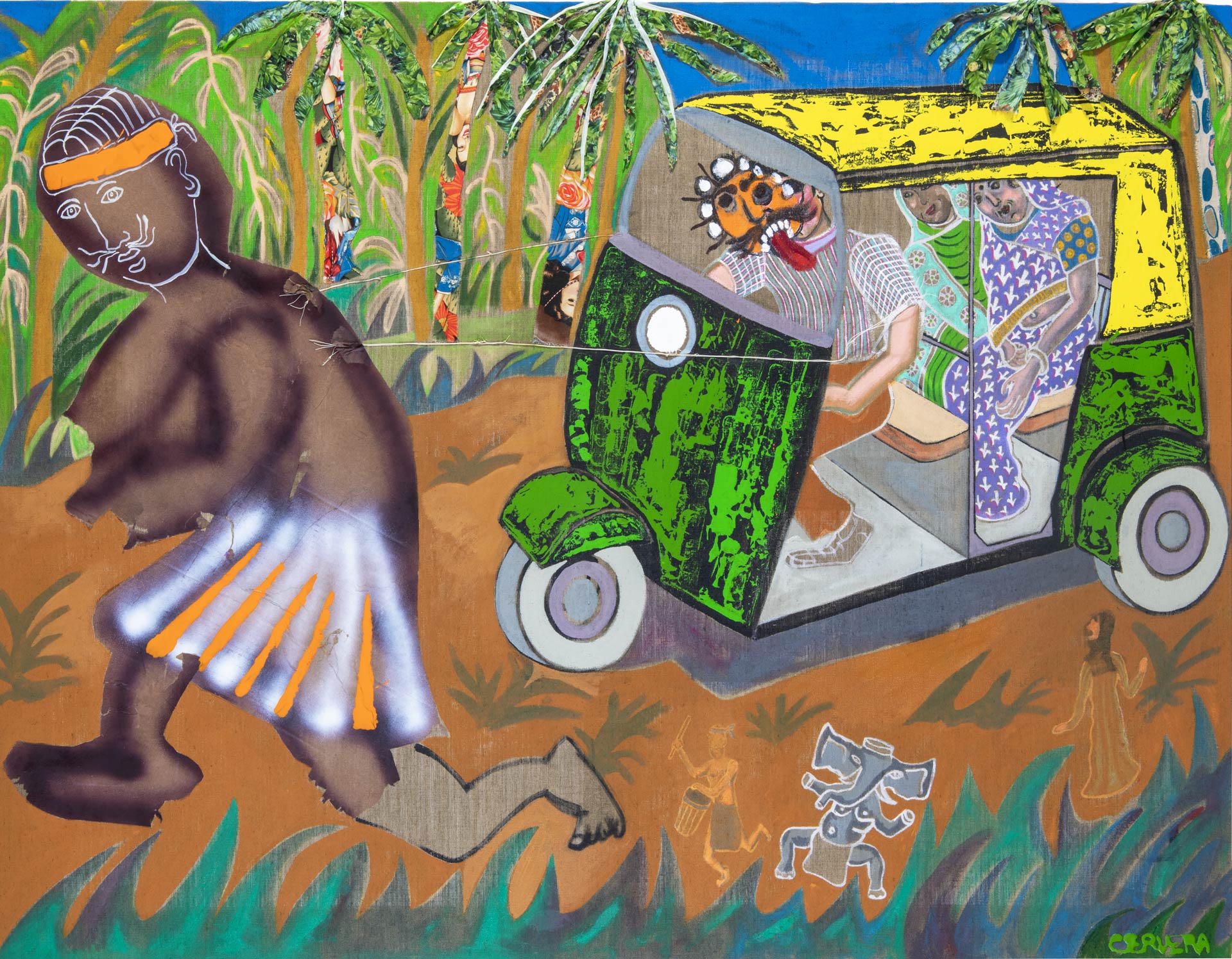 André Cervera, Naranja, 2025, acrylique et technique mixte sur toile de lin, 114 x 146 cm, exposition Carambolages, Musée Paul Valéry, Sète, France, 2026, (c) ADAGP, Paris, 2026, (c) photo Pierre Schwartz