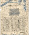 Aloïse Corbaz, Sans-titre (Billet à l'Inconnue), après 1947, encre sur papier imprimé (Bouquet de la Quinzaine du 23 mai 1947), Cab-2395, collection de l'Art Brut de Lausanne, exposition Ecrits d'Art Brut, Fondation Jan Michalski pour l'écriture et la littérature, Montricher, Suisse, 2026, (c) Collection de l'Art Brut, (c) Fondation Jan Michalski, Boombartstic Art Magazine